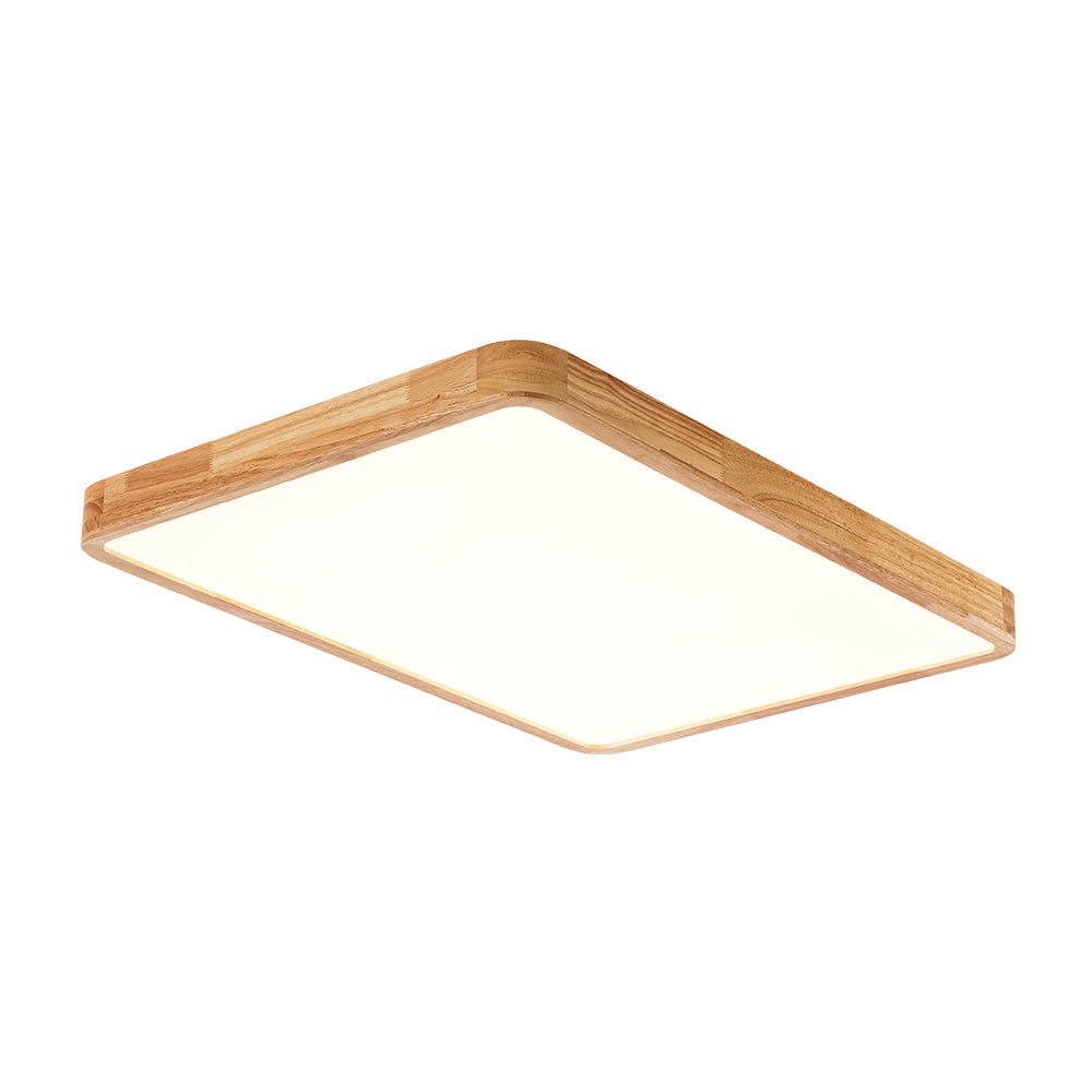Scandinavian Wood Flush Mount Ceiling Light With Remote Dimming — Greenwich Home & Living