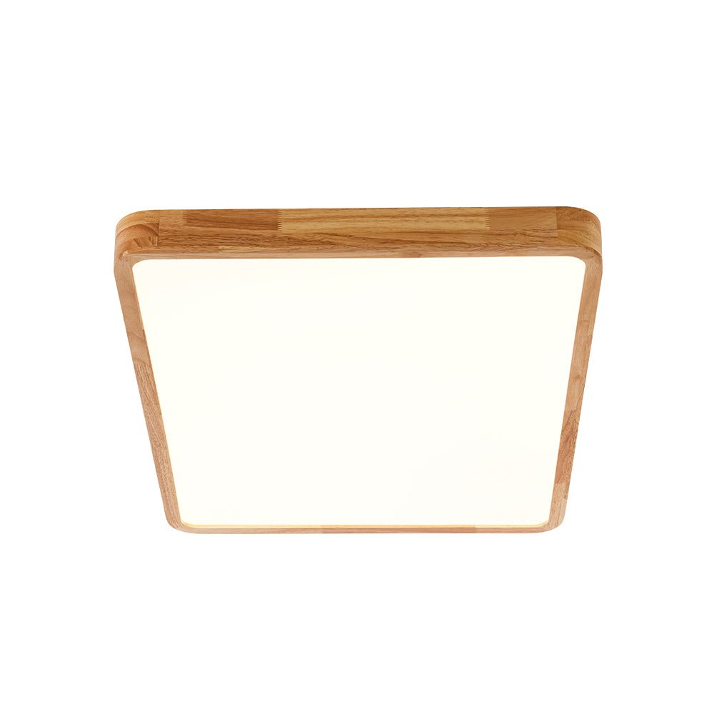 Scandinavian Wood Flush Mount Ceiling Light With Remote Dimming — Greenwich Home & Living