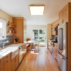 Scandinavian Wood Flush Mount Ceiling Light With Remote Dimming — Greenwich Home & Living