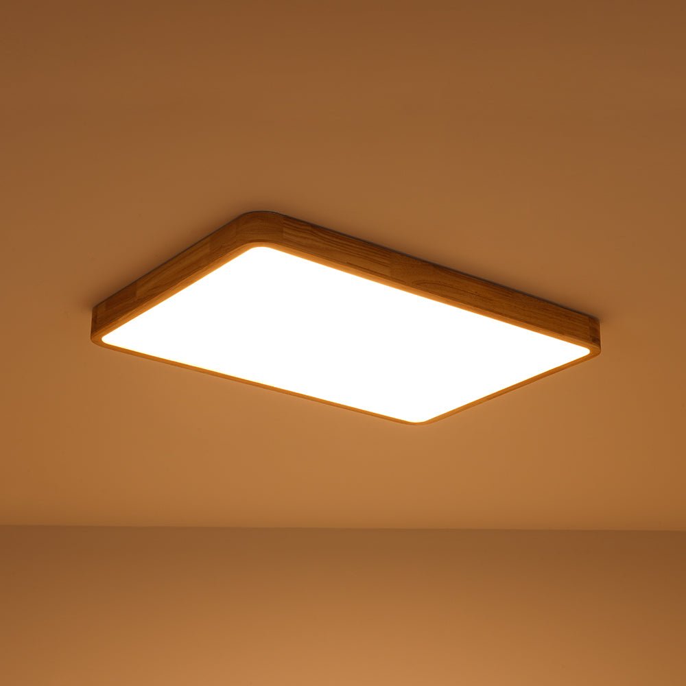 Scandinavian Wood Flush Mount Ceiling Light With Remote Dimming — Greenwich Home & Living