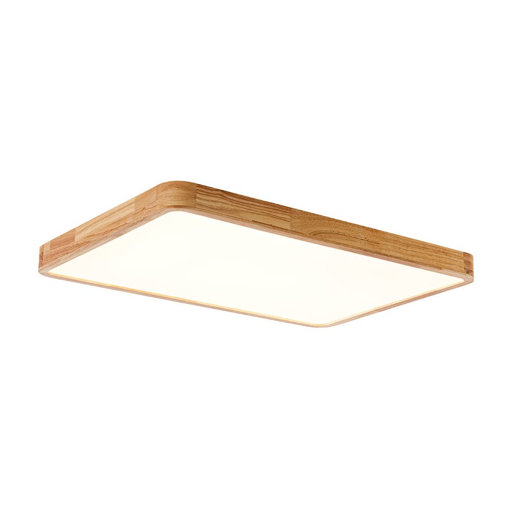 Scandinavian Wood Flush Mount Ceiling Light With Remote Dimming — Greenwich Home & Living