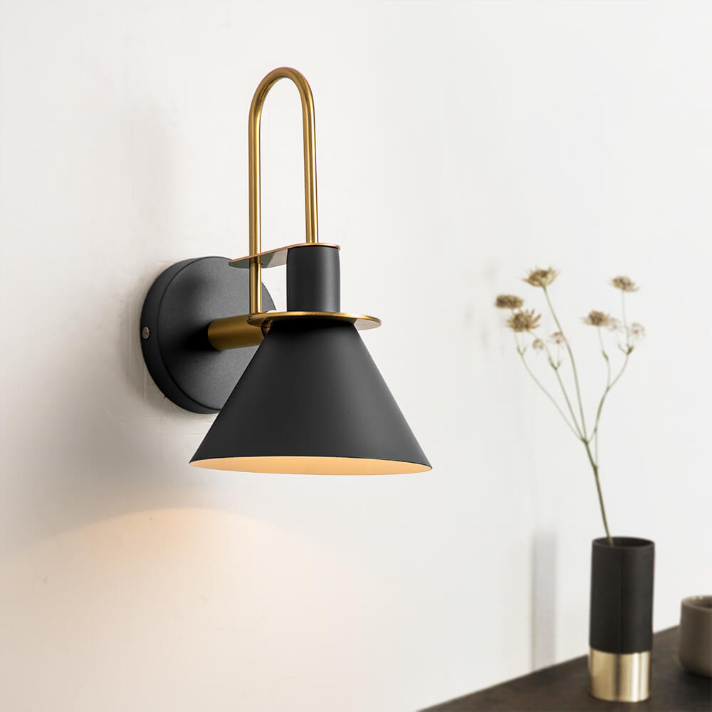 Modern Iron Wall Sconce With Warm LED Glow in Black — Greenwich Home & Living
