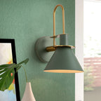 Modern Iron Wall Sconce With Warm LED Glow in Green — Greenwich Home & Living