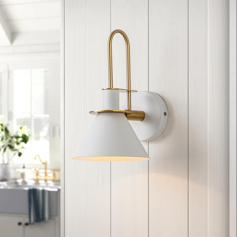 Modern Iron Wall Sconce With Warm LED Glow in White — Greenwich Home & Living
