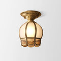 Vintage Brass and Glass Semi-Flush Mount Ceiling Light in A — Greenwich Home & Living