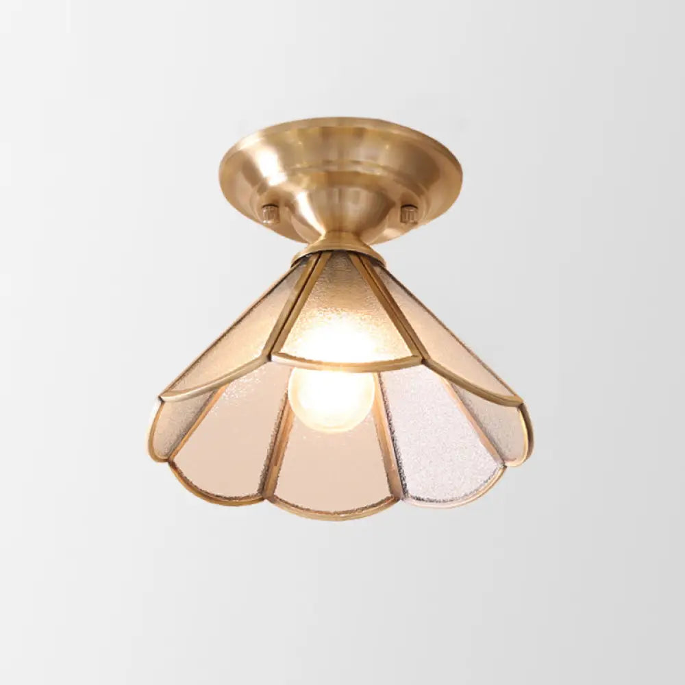 Vintage Brass and Glass Semi-Flush Mount Ceiling Light in C — Greenwich Home & Living