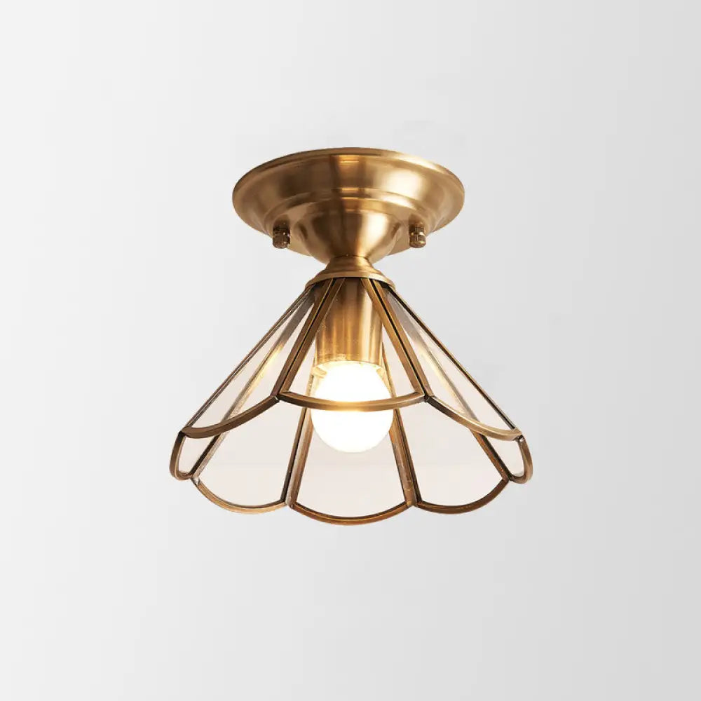 Vintage Brass and Glass Semi-Flush Mount Ceiling Light in D — Greenwich Home & Living